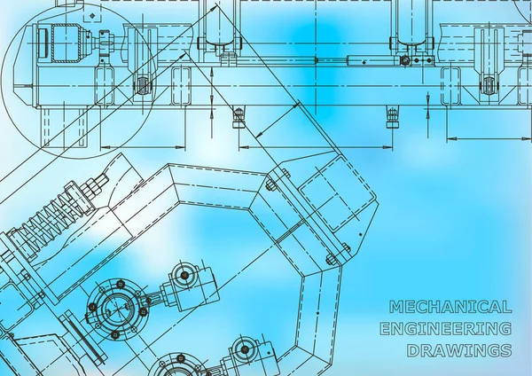 Systemy Projektowania Wspomaganego Komputerowo Blueprint Schemat Plan Szkic Ilustracje Techniczne — Wektor stockowy