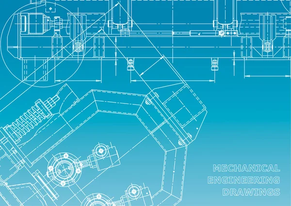 Systemy Projektowania Wspomaganego Komputerowo Blueprint Schemat Plan Szkic Ilustracje Techniczne — Wektor stockowy