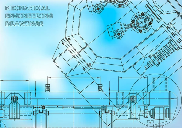 Computer Aided Design Systemen Blauwdruk Schema Plan Schets Technische Illustraties — Stockvector