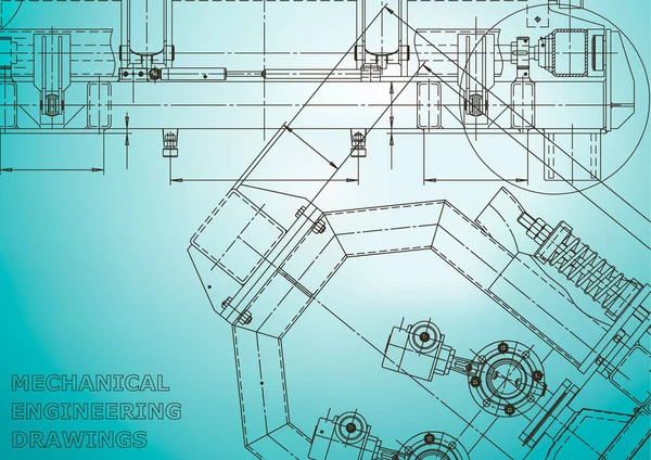 Computergestützte Konstruktionssysteme Entwurf Schema Plan Skizze Technische Illustration Hellblau — Stockvektor