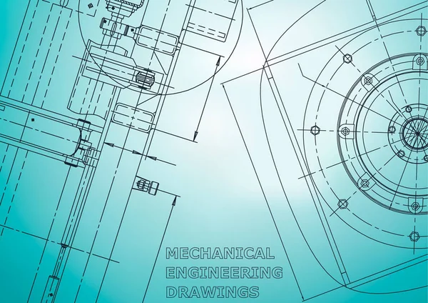 Blueprint. Vektör Mühendisliği Illustration. Kapak, afiş, afiş, arka plan. Enstrüman yapma çizimleri. Mekanik mühendislik çizimi. Teknik çizimler, arka planlar. Düzen, anahat, plan. Açık mavi