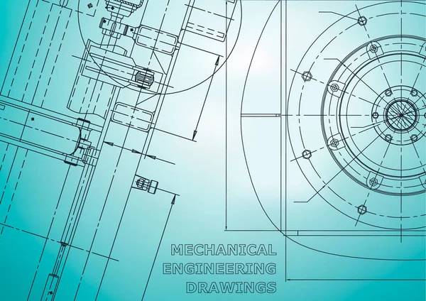 Blueprint. Vektör Mühendisliği Illustration. Kapak, afiş, afiş, arka plan. Enstrüman yapma çizimleri. Mekanik çizim. Açık mavi