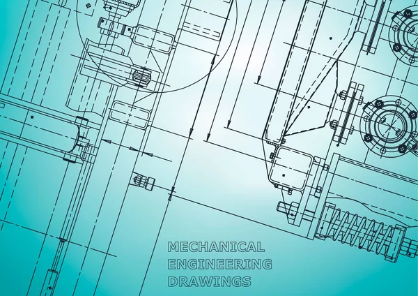 Blueprint. Vektör Mühendisliği Illustration. Bilgisayar destekli tasarım sistemleri. Enstrüman yapma çizimleri. Mekanik mühendislik çizimi. Teknik çizimler, arka planlar. Düzeni. Açık mavi