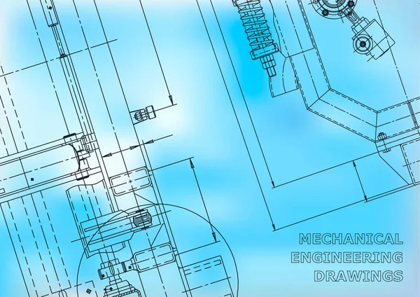 Blueprint Vektör Mühendisliği Çizimleri Mekanik Alet Yapımı Teknik Mavi — Stok Vektör