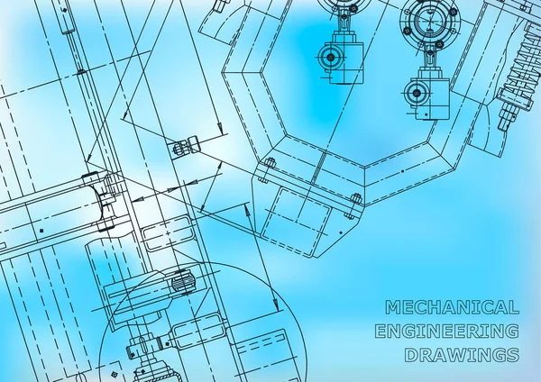 Plan Directeur Dessins Ingénierie Vectorielle Fabrication Instruments Mécaniques Bleu — Image vectorielle