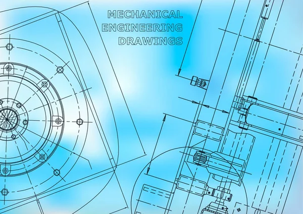 Plano Sketch Ilustración Ingeniería Vectorial Cubierta Azul — Vector de stock
