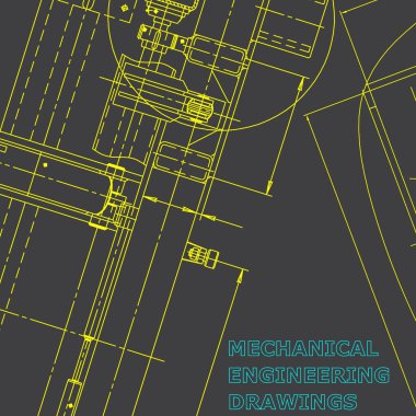 Blueprint. Vektör mühendisliği illüstrasyon. Gri arka plan. Alet yapımı çizimler. Kurumsal Kimlik