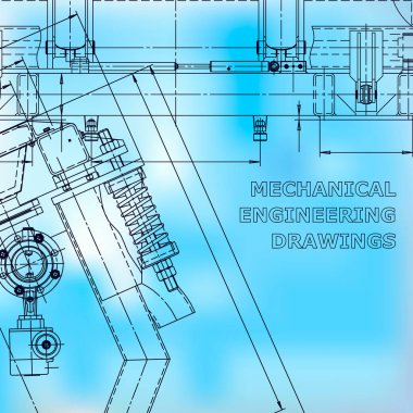 Plan, plan, plan, kroki. Teknik çizimler, arka planlar. Makine yapım endüstrisi. Alet yapımı çizimi. Mavi