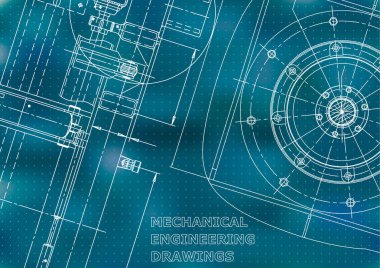 Plan, Kroki. Vektör mühendisliği illüstrasyon. Kapak, el ilanı, afiş. Mavi arka plan. Puan