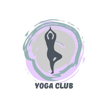 Yoga kulübü için soyut logo. Spor, jimnastik, yoga. Pastel tonları. Kız