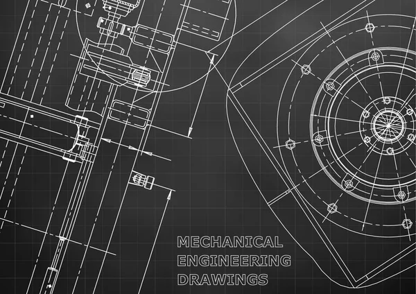 Plano Sketch Ilustración Ingeniería Vectorial Cubierta Volante Pancarta Fondo Negro — Archivo Imágenes Vectoriales