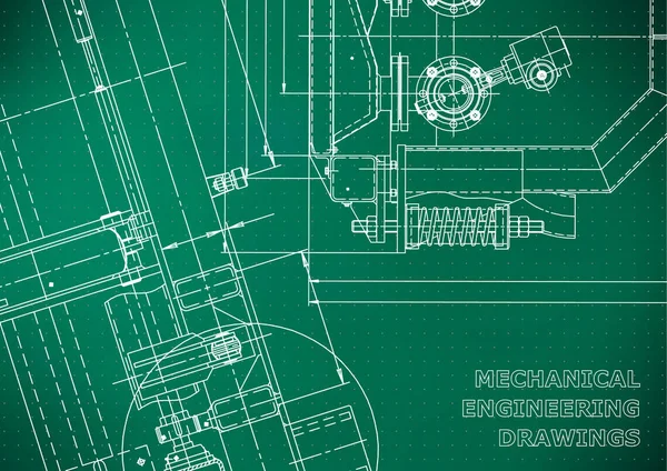 青写真 ベクトルエンジニアリング図面 機械器具作り テクニカルライトグリーンの背景 ポイント — ストックベクタ