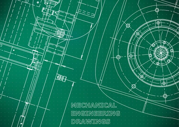 Plano Sketch Ilustración Ingeniería Vectorial Cubierta Volante Pancarta Fondo Verde — Archivo Imágenes Vectoriales