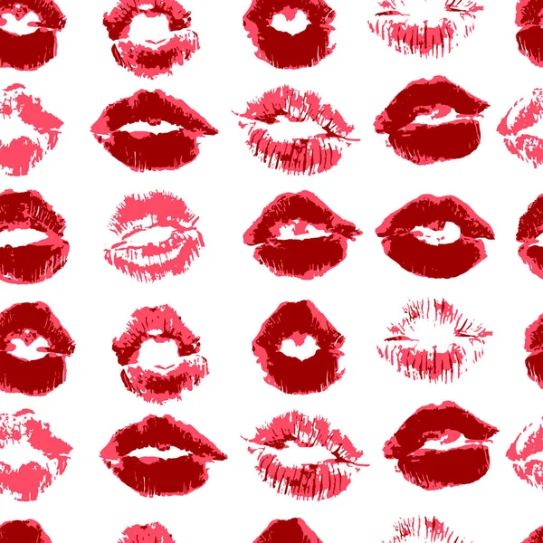 シームレスなパターン 手描き アクリル塗料 ブラシ あなたの創造性のための背景 赤い唇 — ストックベクタ