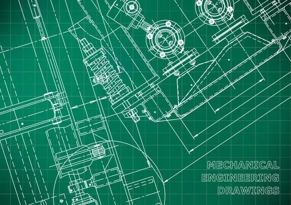 Blaupause Vektor Engineering Zeichnungen Mechanischer Instrumentenbau Technische Abstrakte Hellgrüne Hintergrund — Stockvektor