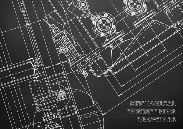 Схема Векторные Чертежи Механическое Изготовление Инструментов Технический Абстрактный Черный Фон — стоковый вектор