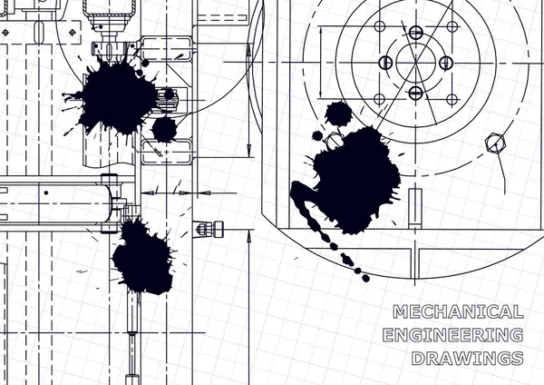 Ilustración Ingeniería Vectorial Dibujos Para Hacer Instrumentos Tinta Negra Manchas — Vector de stock