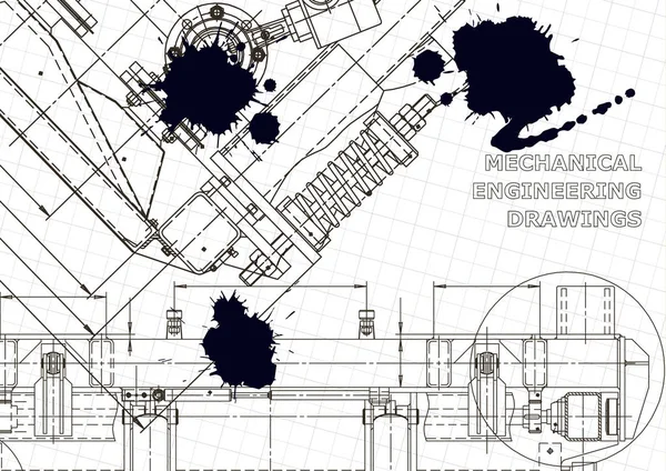 Průmysl Budování Strojů Počítačový Systém Designu Technické Ilustrace Pozadí Černý — Stockový vektor