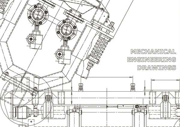 Mekanik Alet Yapımı Teknik Illüstrasyon Vektör Mühendisliği Çizimi — Stok Vektör