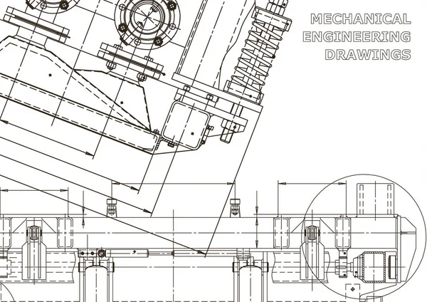 机器制造行业 计算机辅助设计系统 技术插图 机械工程图纸 — 图库矢量图片