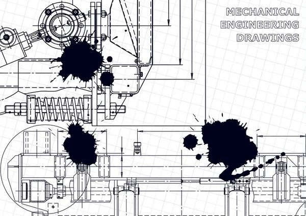 Fabricación Instrumentos Mecánicos Ilustración Técnica Vector Tinta Negra Manchas — Vector de stock