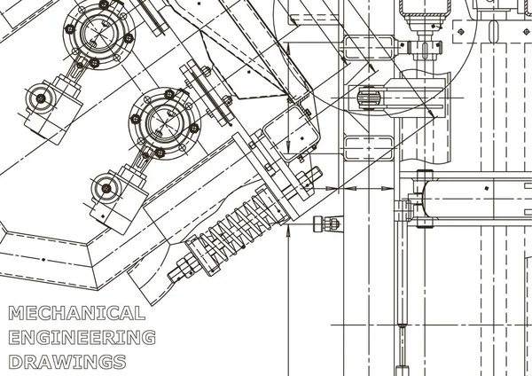 矢量工程图示 机械工程图纸 仪器制作图纸 计算机辅助设计系统 — 图库矢量图片