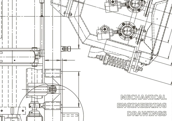 Mechaniczne Tworzenie Przyrządów Ilustracja Techniczna Plan Okładka Baner Wektor — Wektor stockowy