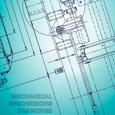 Blueprint. Vektör mühendisliği illüstrasyon. Teknik çizimler, Açık mavi. Kurumsal Kimlik