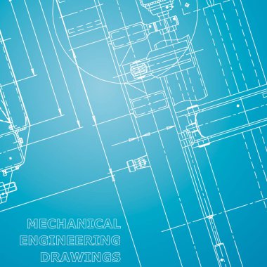 Blueprint. Vektör mühendisliği illüstrasyon. Teknik çizimler, Mavi ve beyaz. Kurumsal Kimlik
