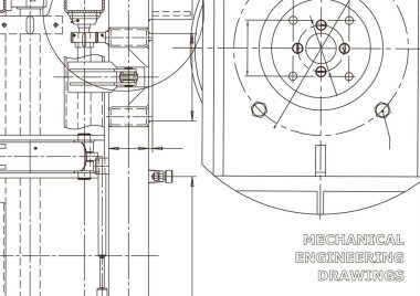 Vektör mühendisliği illüstrasyon. Alet yapımı çizimler. Makine mühendisliği çizimi. Bilgisayar destekli tasarım sistemi