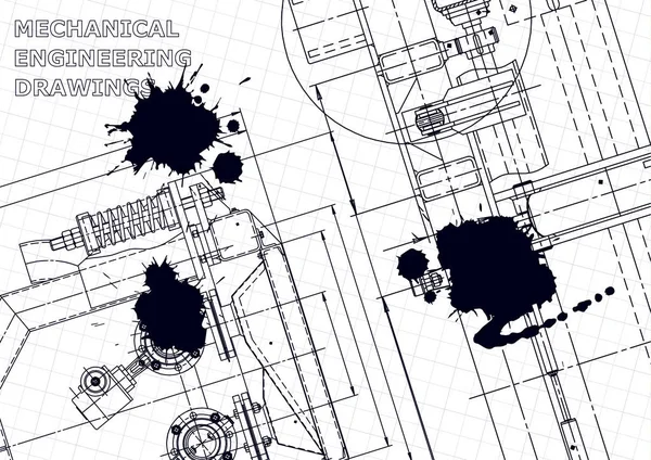 Boceto Ilustración Ingeniería Vectorial Cubierta Volante Pancarta Fondo Tinta Negra — Vector de stock