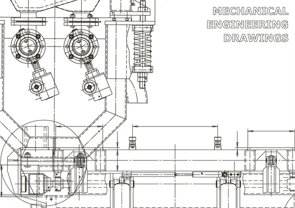 Mechaniczne Tworzenie Przyrządów Ilustracja Techniczna Rysunki Inżynierskie Wektorowe — Wektor stockowy