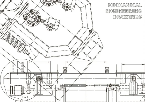 Fabricación Instrumentos Mecánicos Ilustración Técnica Dibujos Ingeniería Vectorial Formación Técnica — Vector de stock