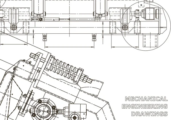 Maskin Byggnadsindustrin Datorstödda Konstruktions System Tekniska Illustrationer Bakgrunder Mekanisk Konstruktion — Stock vektor