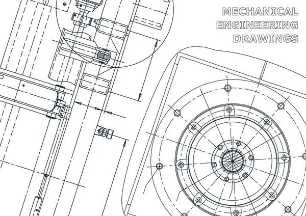 Kapak, el ilanı. Vektör mühendisliği illüstrasyon. Plan, afiş, arka plan. Alet yapımı çizimler. Makine mühendisliği çizimi. Teknik çizimler, arka plan