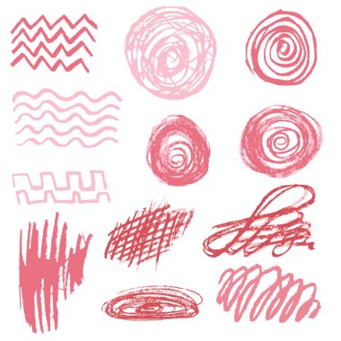 Sevimli çocuk çizimi. Simgeler, işaretler, semboller, iğneler