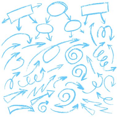 Sevimli çocuk çizimi. Simgeler, işaretler, semboller, iğneler