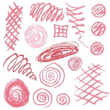 Sevimli çocuk çizimi. Simgeler, işaretler, semboller, iğneler