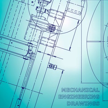 Blueprint. Vektör mühendisliği illüstrasyon. Açık mavi arka plan. Alet yapımı çizimler. Mekanik çizim. Kurumsal Kimlik