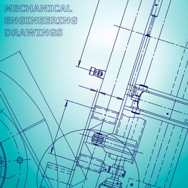 Blueprint. Vektör mühendisliği illüstrasyon. Açık mavi arka plan. Makine mühendisliği. Kurumsal Kimlik