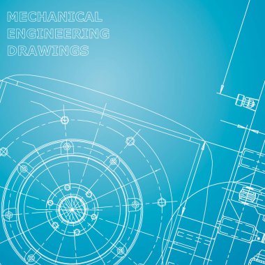 Bilgisayar destekli tasarım sistemleri. Plan, plan, plan, kroki. Mavi ve beyaz arka plan. Mekanik. Sanayi. Kurumsal Kimlik