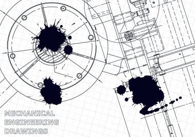 Kapak, el ilanı, afiş. Siyah Mürekkep. Lekeler. Plan, arka plan. Alet yapımı