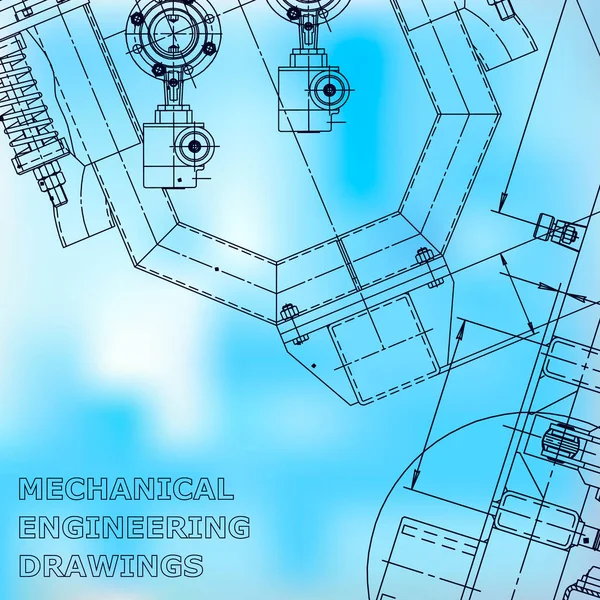 矢量工程图示 仪器制作图纸 机械工程图纸 技术插图 企业标识 — 图库矢量图片