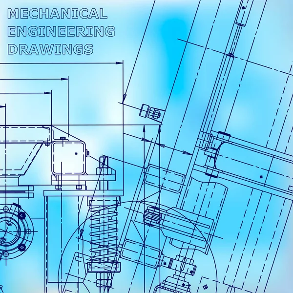 Computergestützte Konstruktionssysteme Blaue Skizze Technische Illustrationen Industrie Corporate Identity — Stockvektor