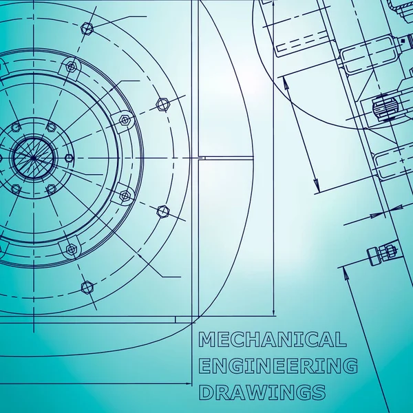 Planta Ilustração Engenharia Vetorial Fundo Azul Claro Desenho Engenharia Mecânica —  Vetores de Stock