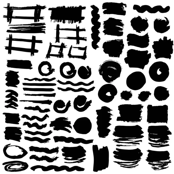 Eléments Vectoriels Rayures Noires Grunge Fait Main Textures Originales Dessin — Image vectorielle