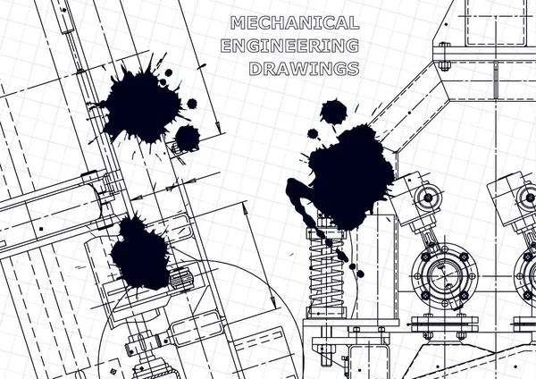 Dibujos Ingeniería Vectorial Fabricación Instrumentos Mecánicos Fondos Abstractos Técnicos Tinta — Vector de stock