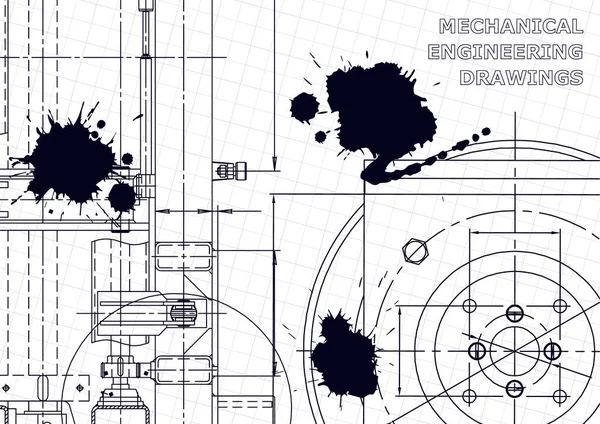 Fabricación Instrumentos Mecánicos Fondo Abstracto Técnico Tinta Negra Manchas — Vector de stock