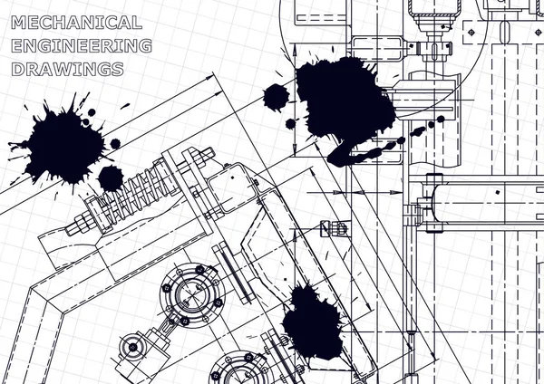 Desenho Engenharia Mecânica Indústria Construção Máquinas Desenhos Para Fabricação Instrumentos —  Vetores de Stock