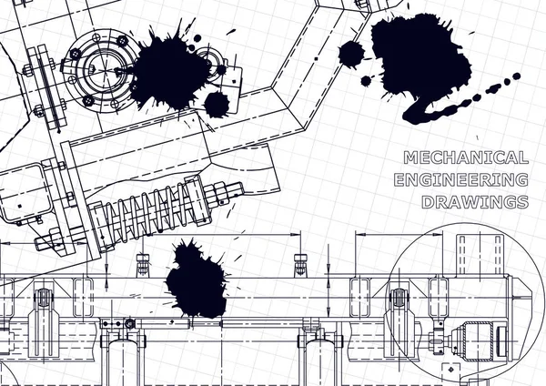 Industria Construcción Máquinas Tinta Negra Manchas Ilustraciones Técnicas Fondos — Vector de stock